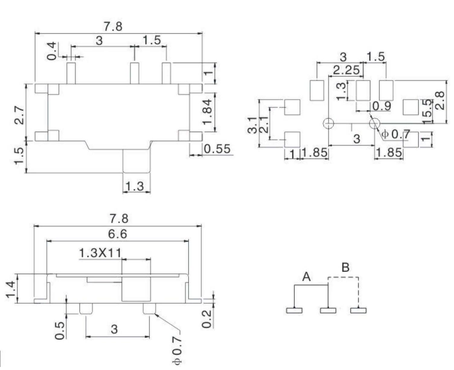 MSK-01M(無定位）撥動開關(guān)