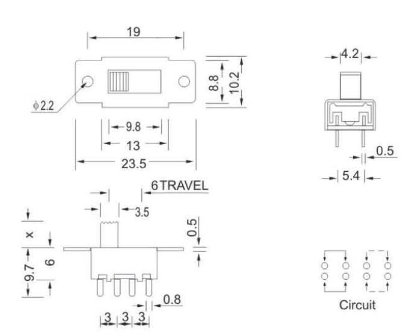 SS-22L24(2P2T)撥動開關(guān)