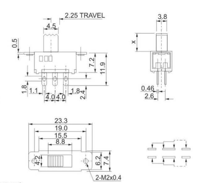 SS-22D25(2P3T)撥動開關