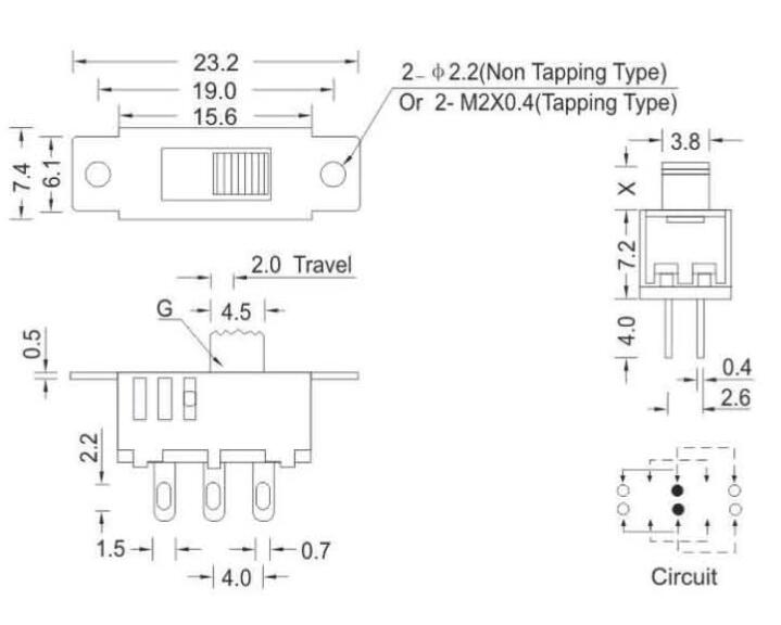 SS-22D32(2P3T)撥動(dòng)開關(guān)