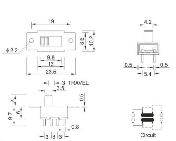 SS-22F24(2P3T)撥動開關