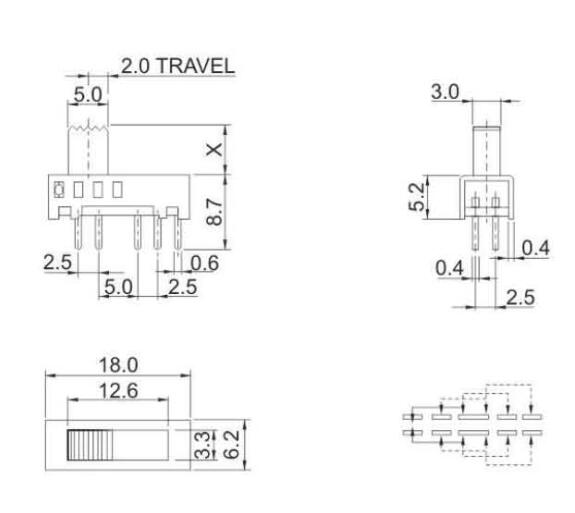 SS-24E01(2P4T)撥動開關(guān)