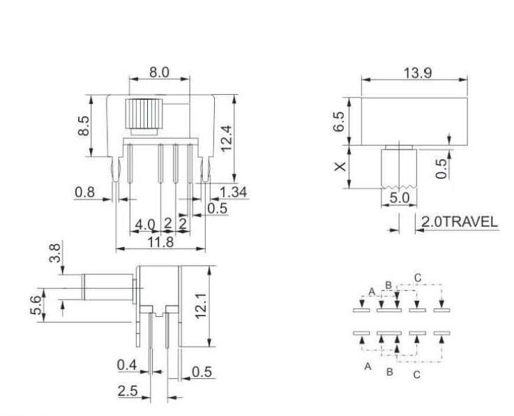 SK-22D04(2P2T)撥動開關(guān)