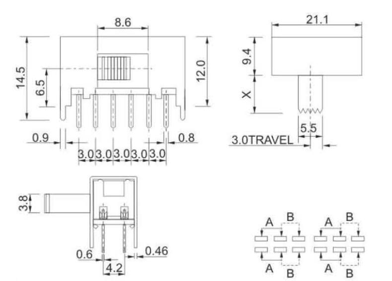 SK-42F01(4P2T)撥動開關