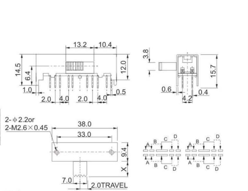 SK-44D01(4P4T)撥動開關