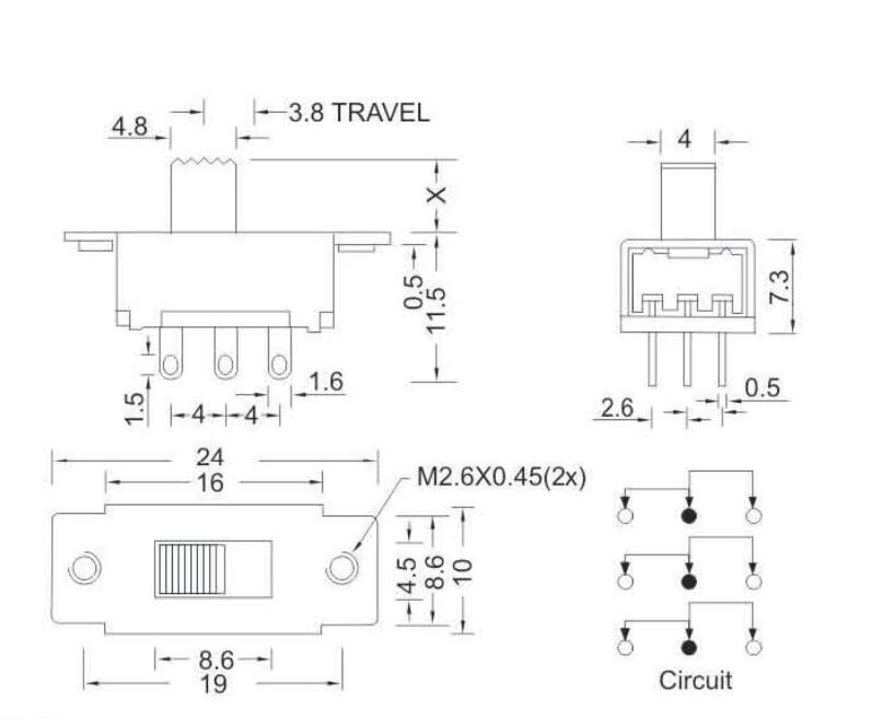 SS-32H01(3P2T)撥動開關(guān)