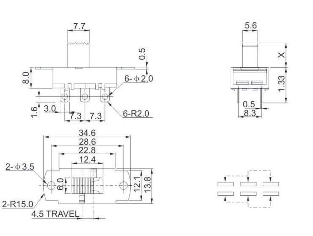 ACS-22L05(2P2T)撥動開關(guān)