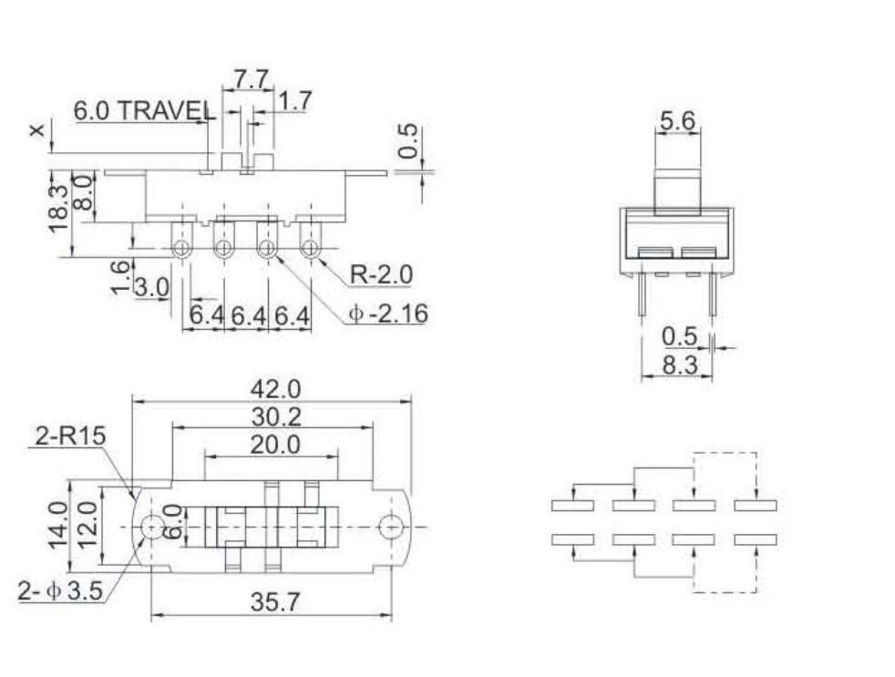 ACS-23L01(2P3T)撥動開關(guān)