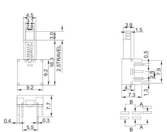 PS-22E50(2P2T)撥動(dòng)開關(guān)