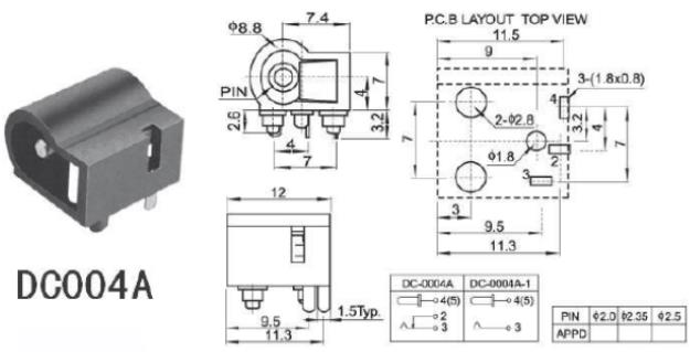 DC插座的各種規(guī)格和尺寸焊接圖